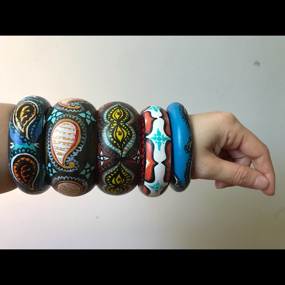 Colorful Paisley Patterned Bracelets Set